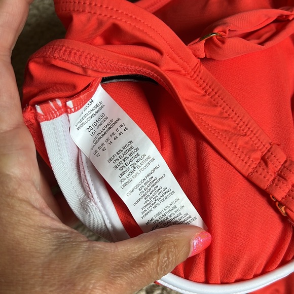 Lauren Ralph Lauren beach club solid ruffle bikini top swim orange sunset 12 - Picture 8 of 8